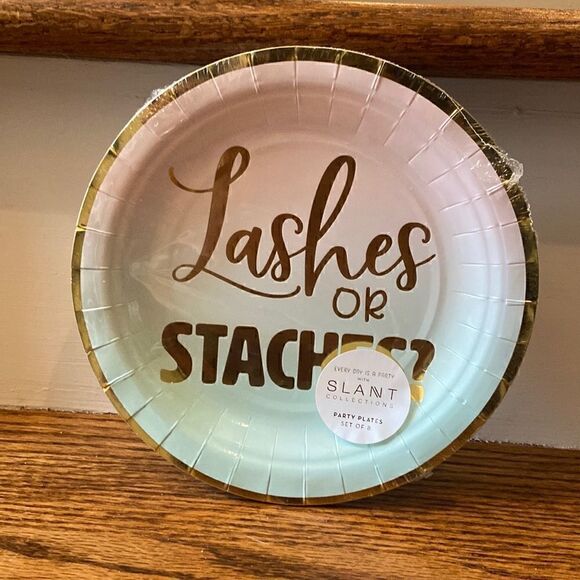 Lashes or Staches Baby Shower Plates - Picture 2 of 3